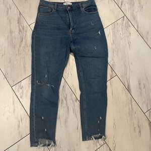 Distressed high rise skinny Abercrombie jeans